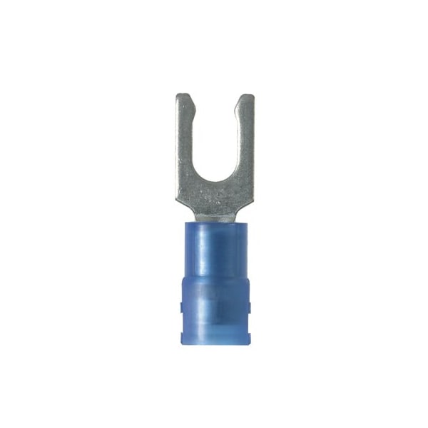 Fork Terminal, #10 Stud Size, 14 AWG, 600 V, Nylon Insulated, Blue, Crimp Termination Only, 1000 PK